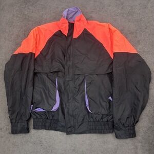 vintage 90s windbreaker full zip mens jacket size large block color Retro